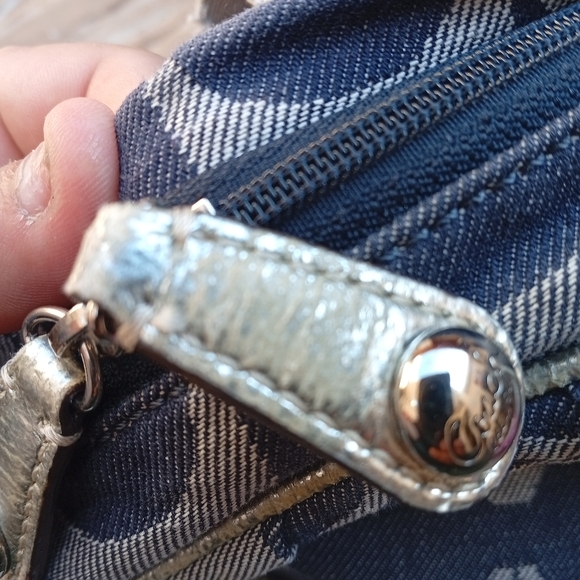 Coach Poppy Signature Navy and Light Gray Patterned Backpack - Picture 16 of 16